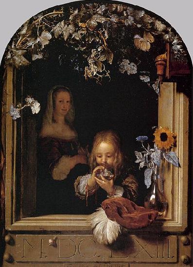 Frans van Mieris Boy Blowing Bubbles